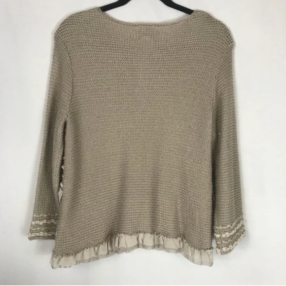 Ruby Rd. Khaki Cardigan n ribbon sweater - Picture 7 of 10